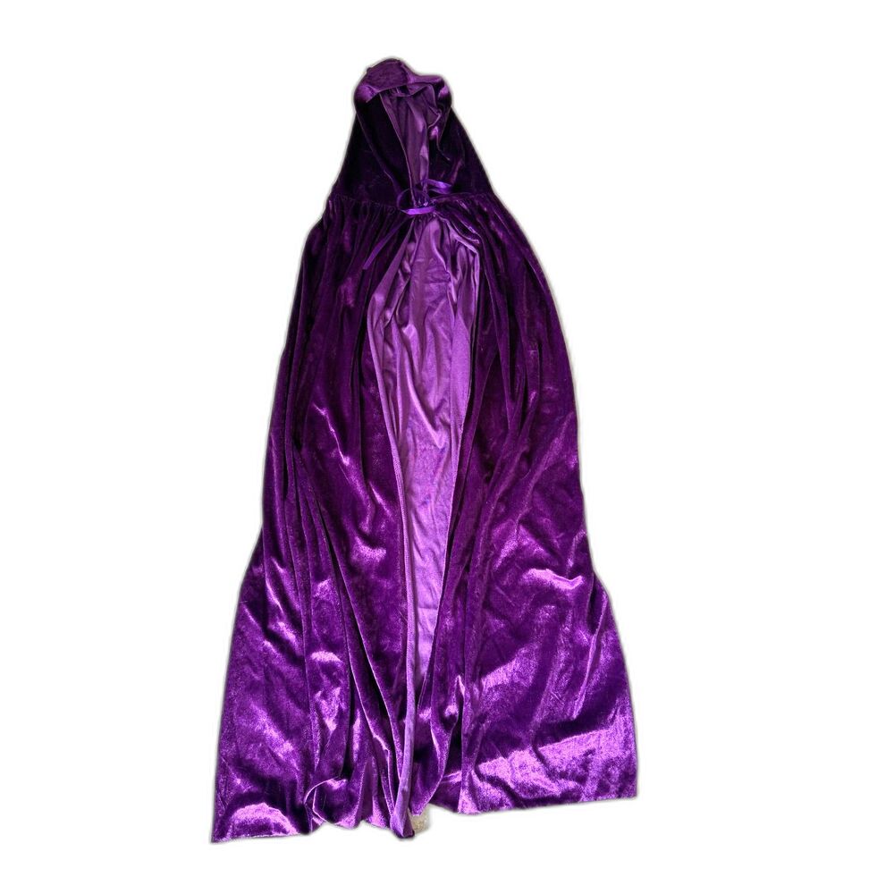 Deep Purple Crushed Velvet Hooded Cloak Cape Halloween Costume